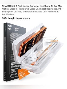 Smart Devil 3 pack Tempered Glass for I phone 17 pro max screen protector NEW